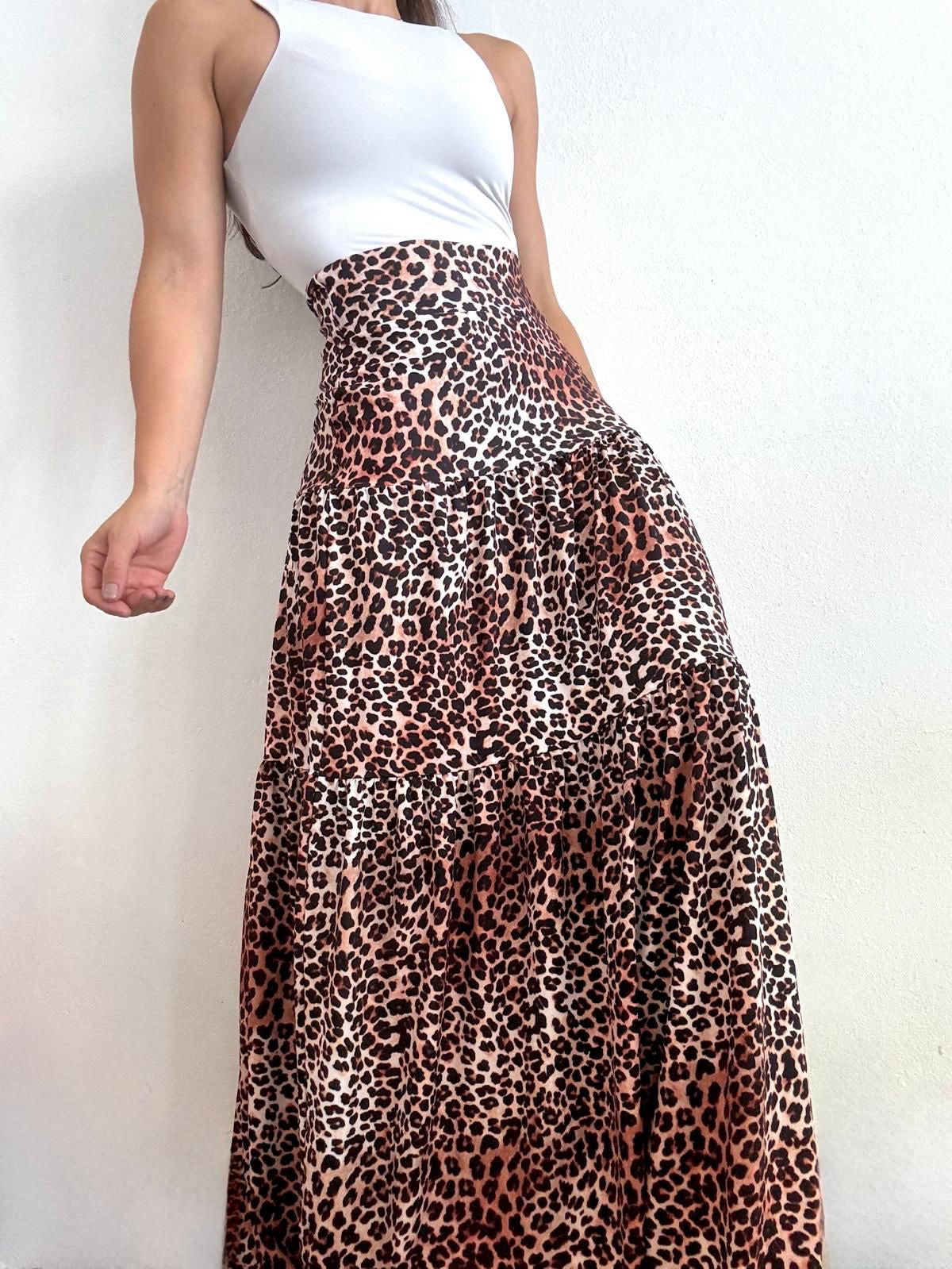 One Size Cheetah Maxi Skirt