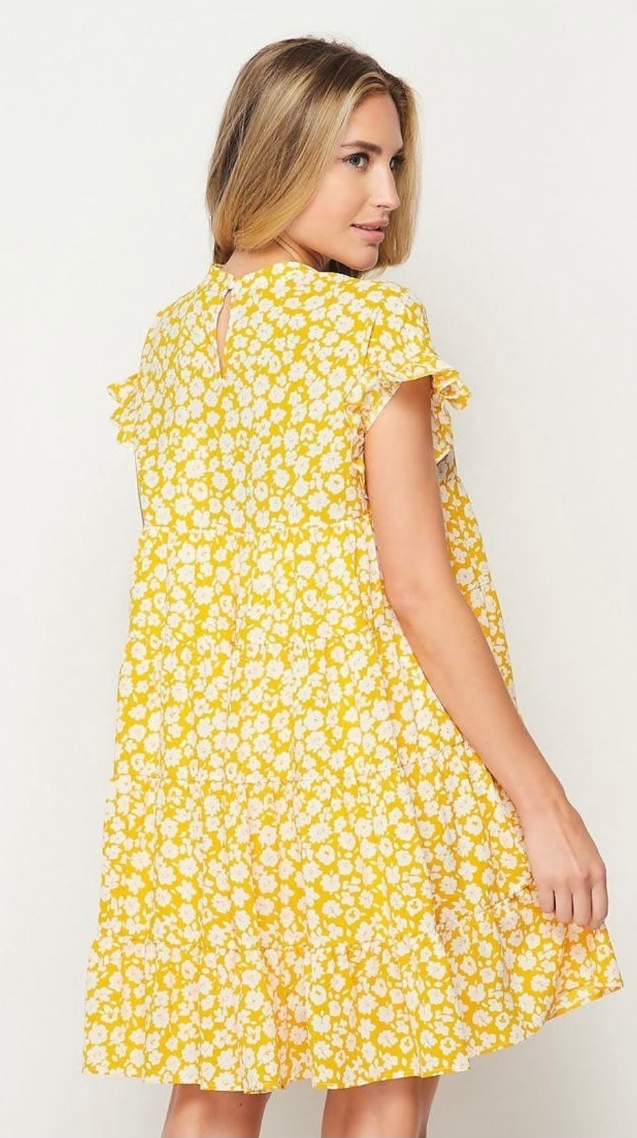 Yellow Floral Baby Doll Dress