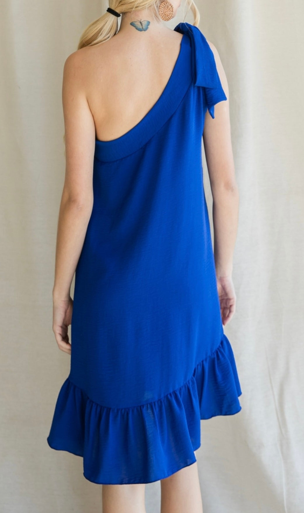 Self-Tie One Shoulder Short Dress