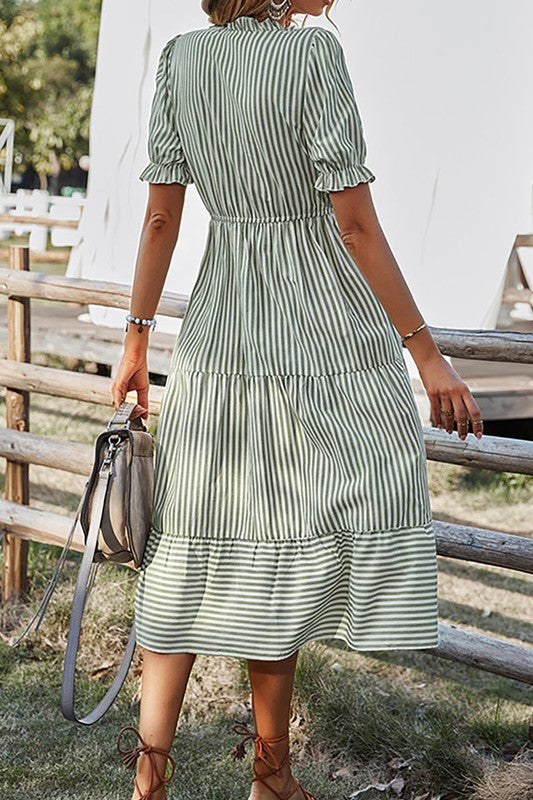 Stripped Midi Dress