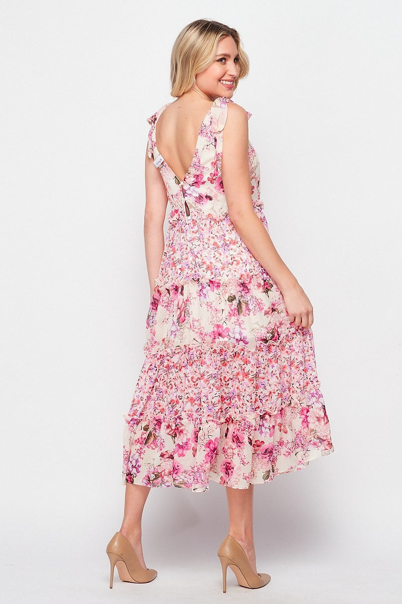 Rose Floral Midi Dress