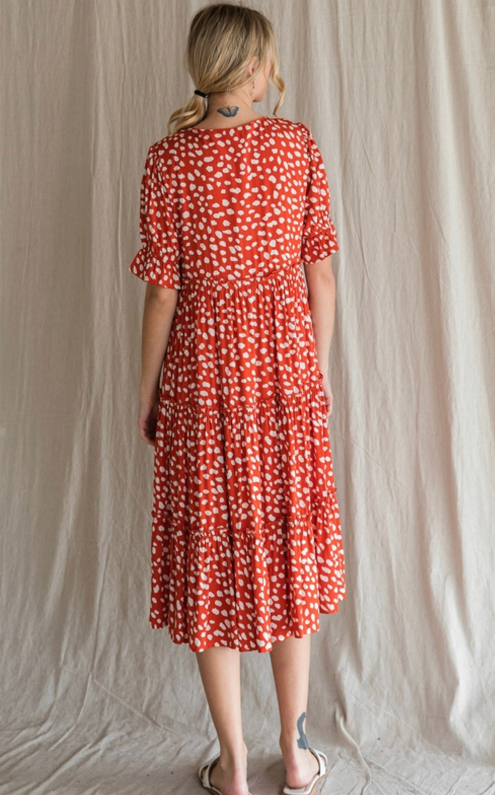 Midi Red Orange Dress