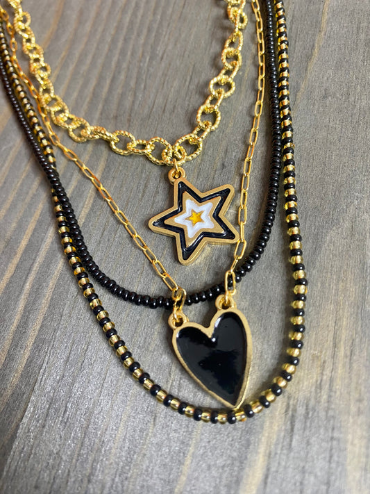 Collares - Black Heart & Star Gold Layers