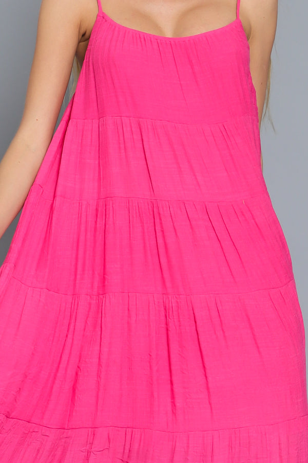 Hot Pink Tiered Maxi Dress