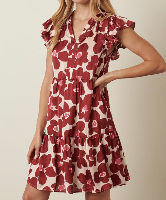 Flower Print Short Dress