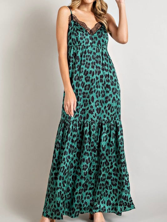 Animal Print Lace Maxi Dress