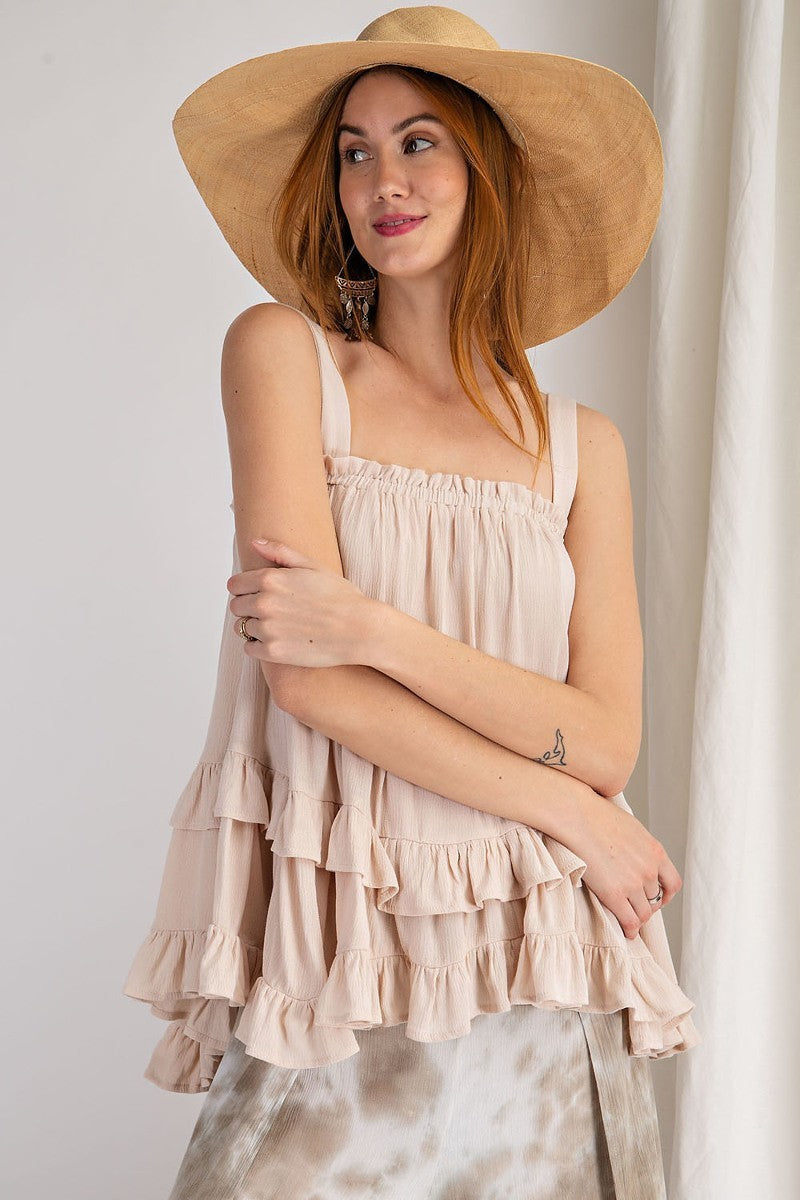 Natural Ruffle Swing Top