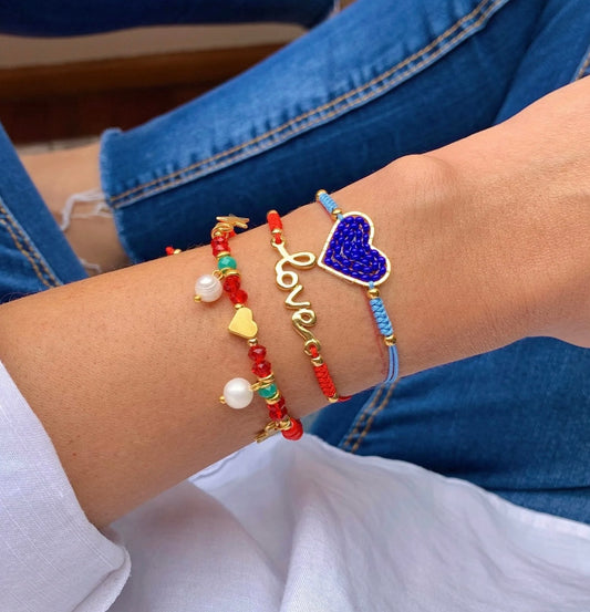 Pulseras - Love Red & Blue