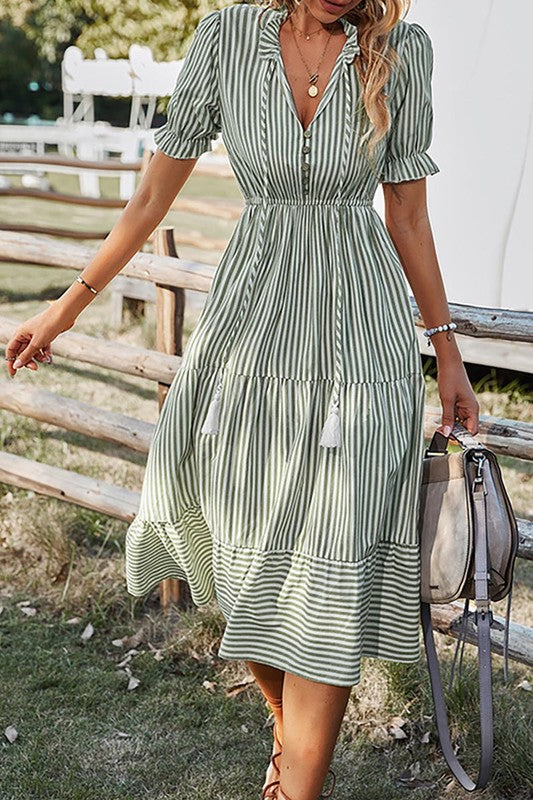 Stripped Midi Dress