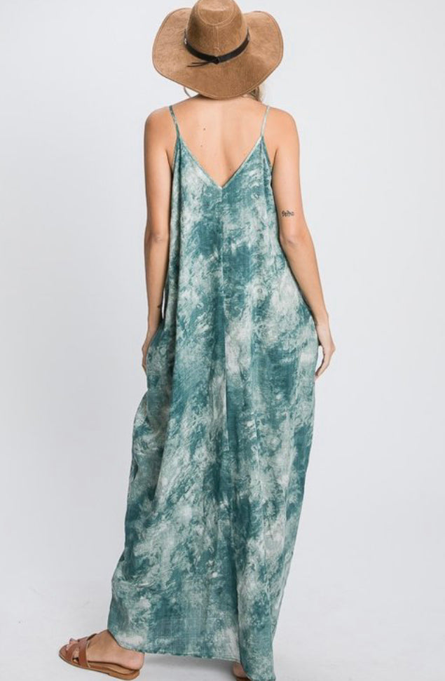 Green Tie Dye Maxi Dress