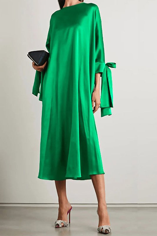 Small - Solid Tied Midi Dress