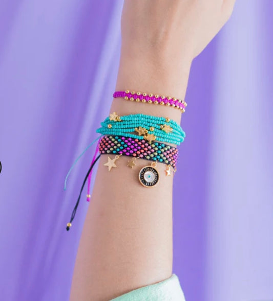 Pulseras - Ojo Estrellas Magenta