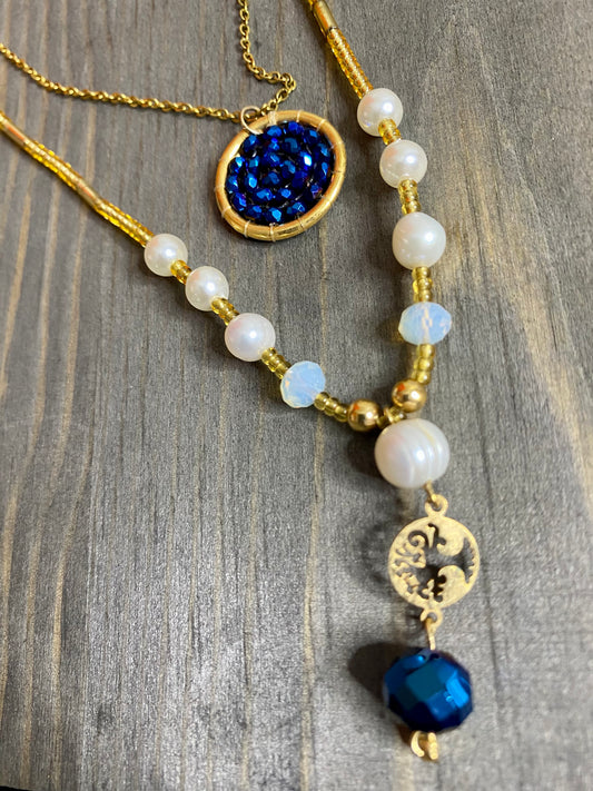 Collares - Blues & Pearls Gold Layers