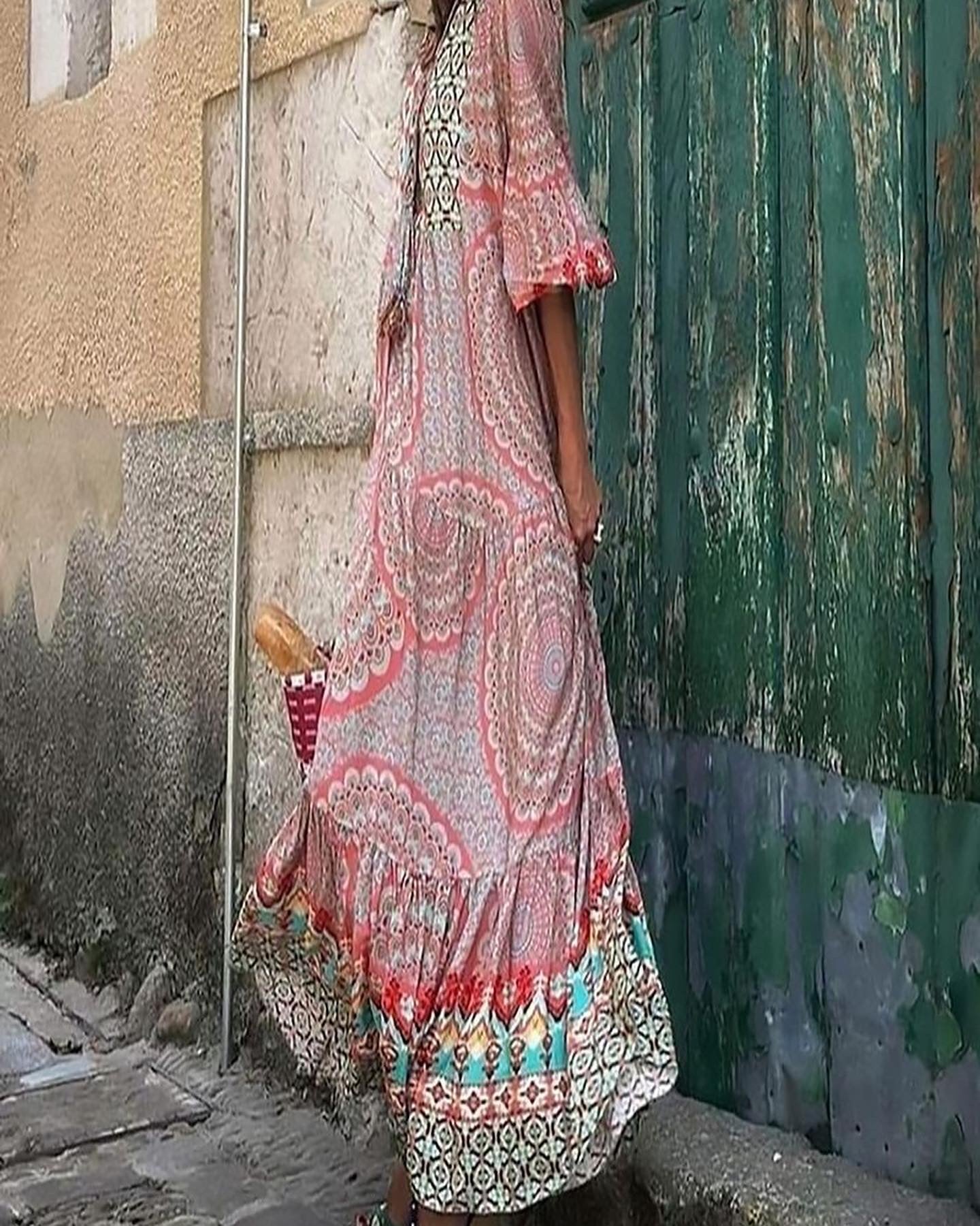 Multi Print Maxi Dress