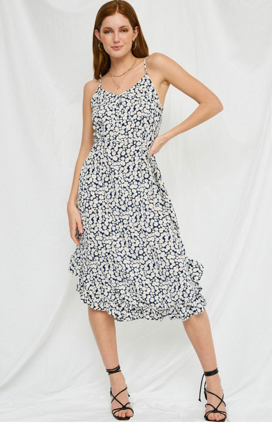 Daisy Print Midi Dress