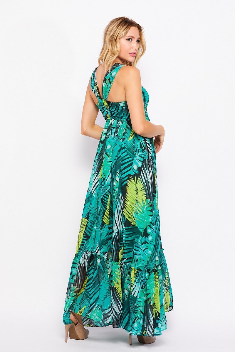 Palm Print Maxi Dress