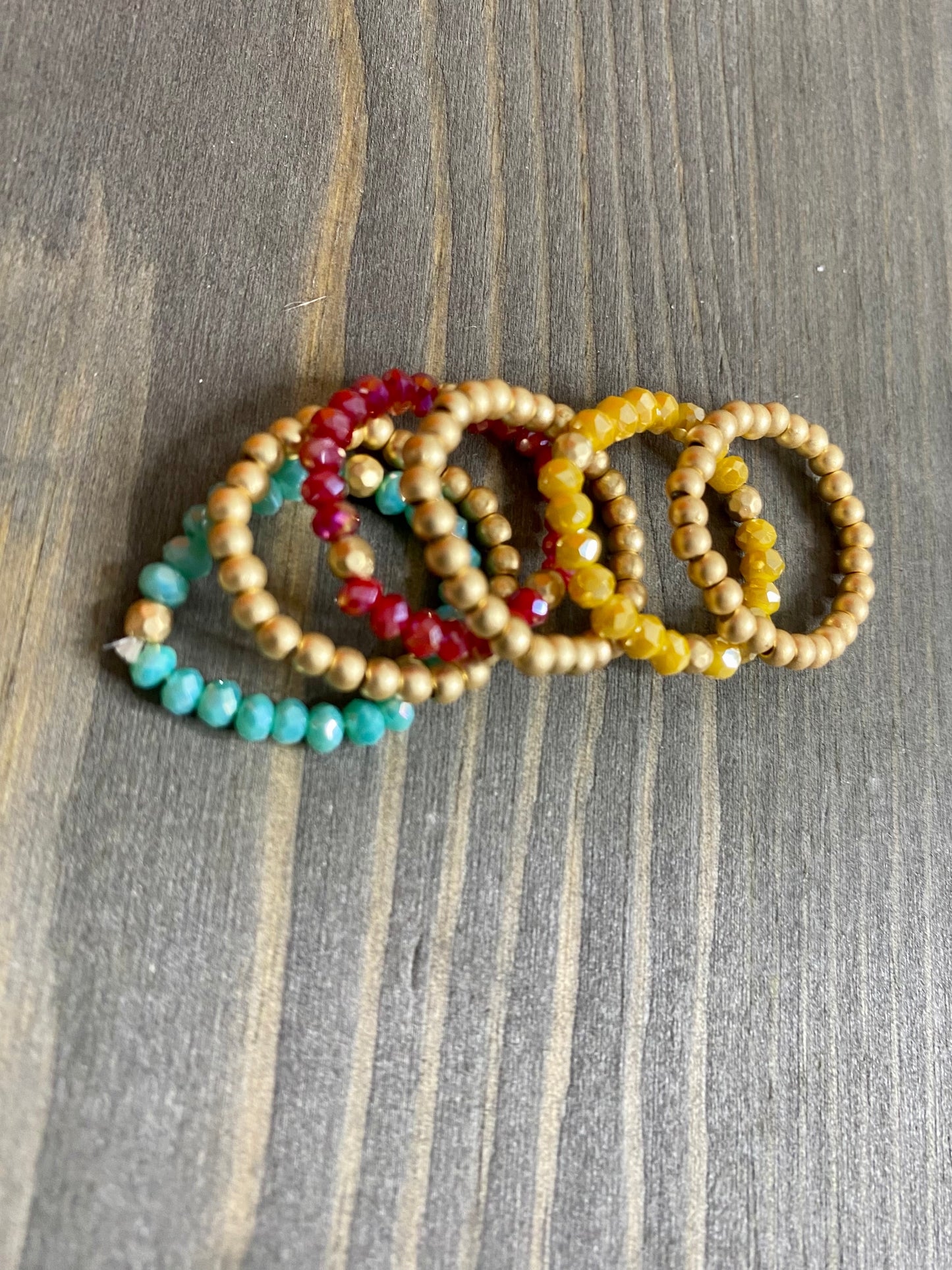 Sortijas - Red Teal Yellow Beads Rings