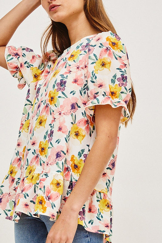 Small - Flower Pink Top