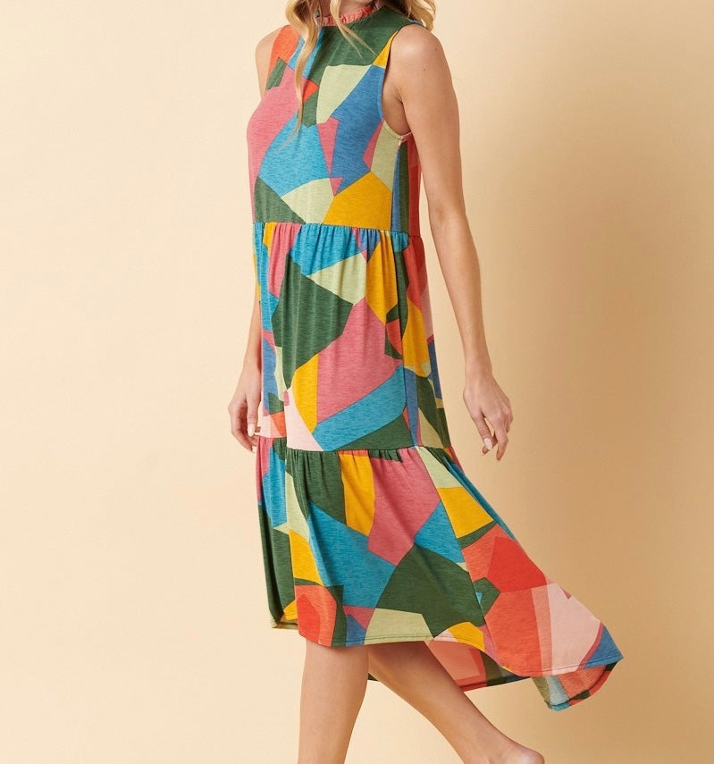 Geo Print Midi Dress