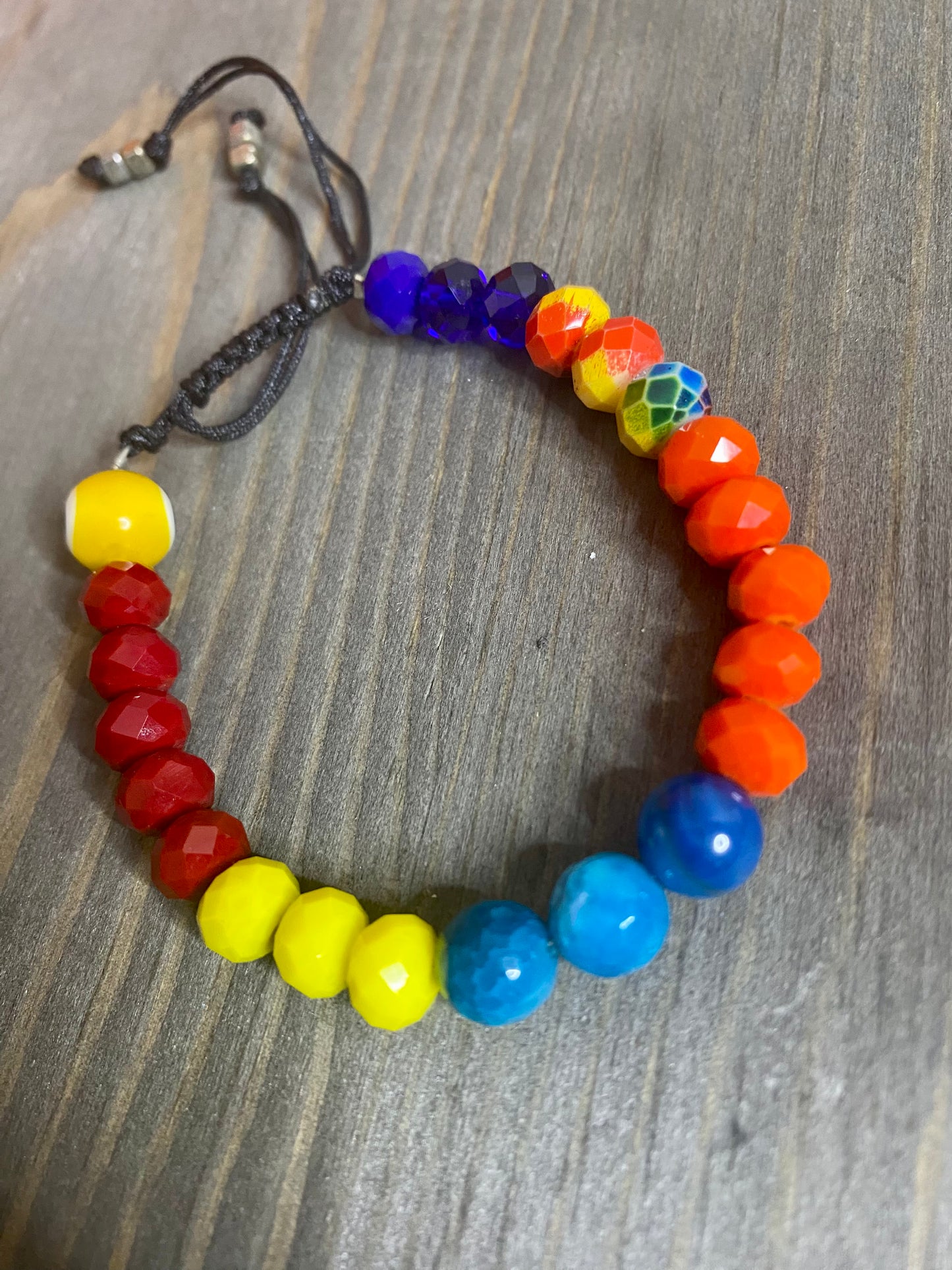 Pulsera - Adjustable Orange Multi Color Beads