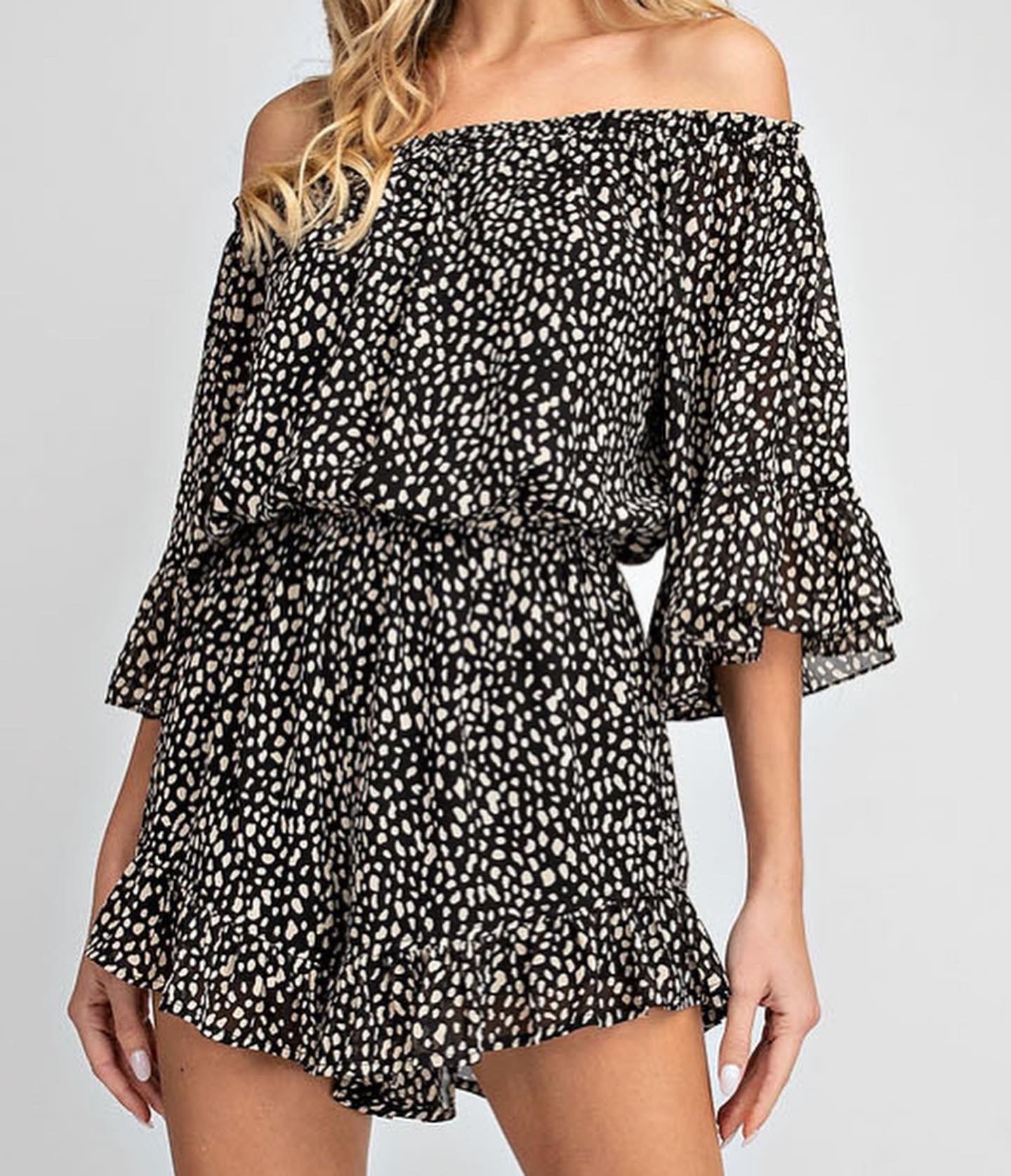 Animal Print Off-Shoulder Romper