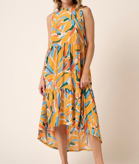 Small - Leaf Print Midi Dress