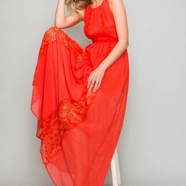 Red Orange Maxi Dress