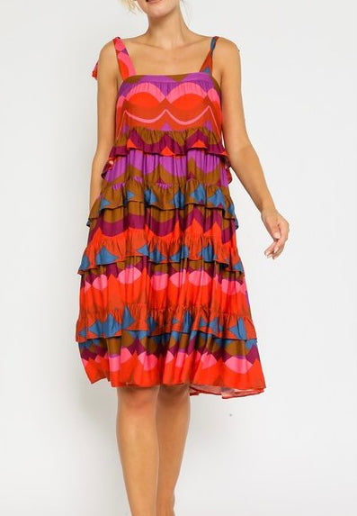 Retro Wave Midi Dress