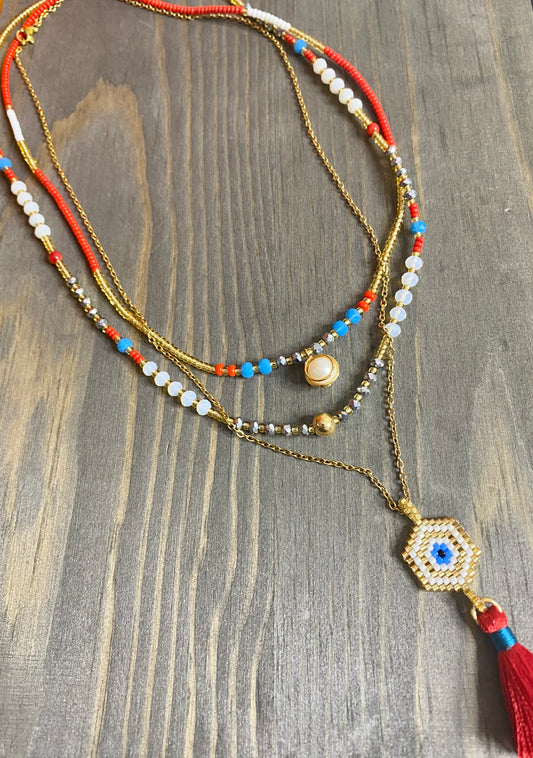 Collares - Pearl Red & Blues Layers