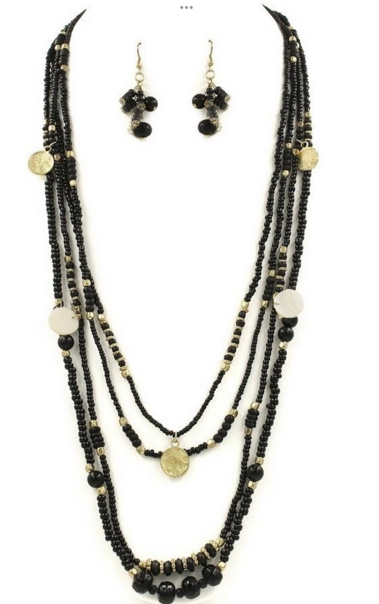 Collares - Black & Gold Beads  - Jewelry