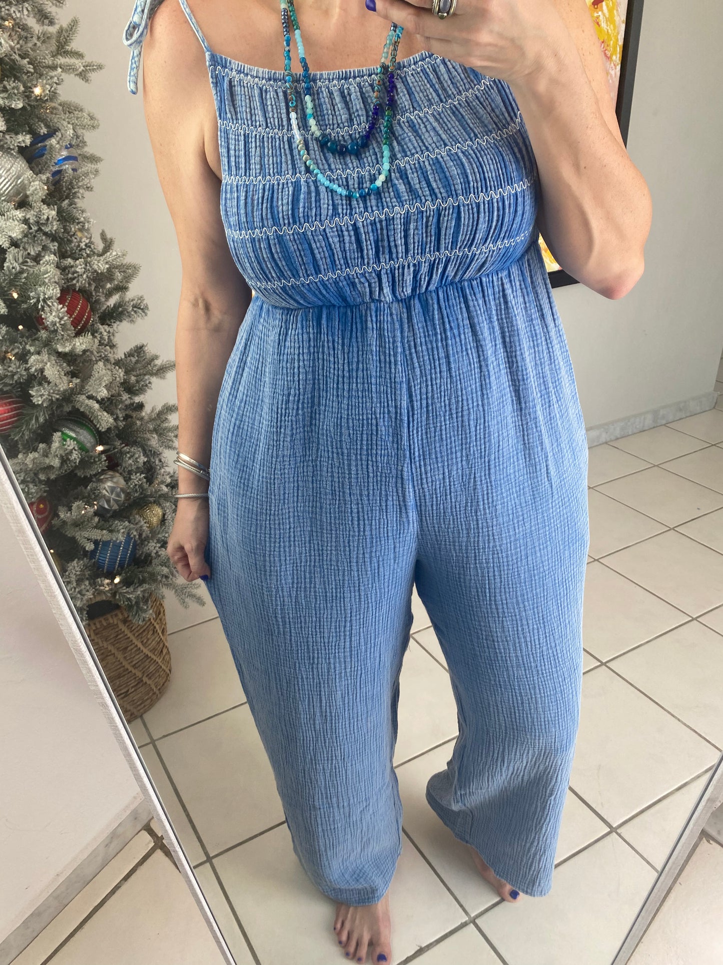 Pre Washed Relaxed Blue Jumpsuit