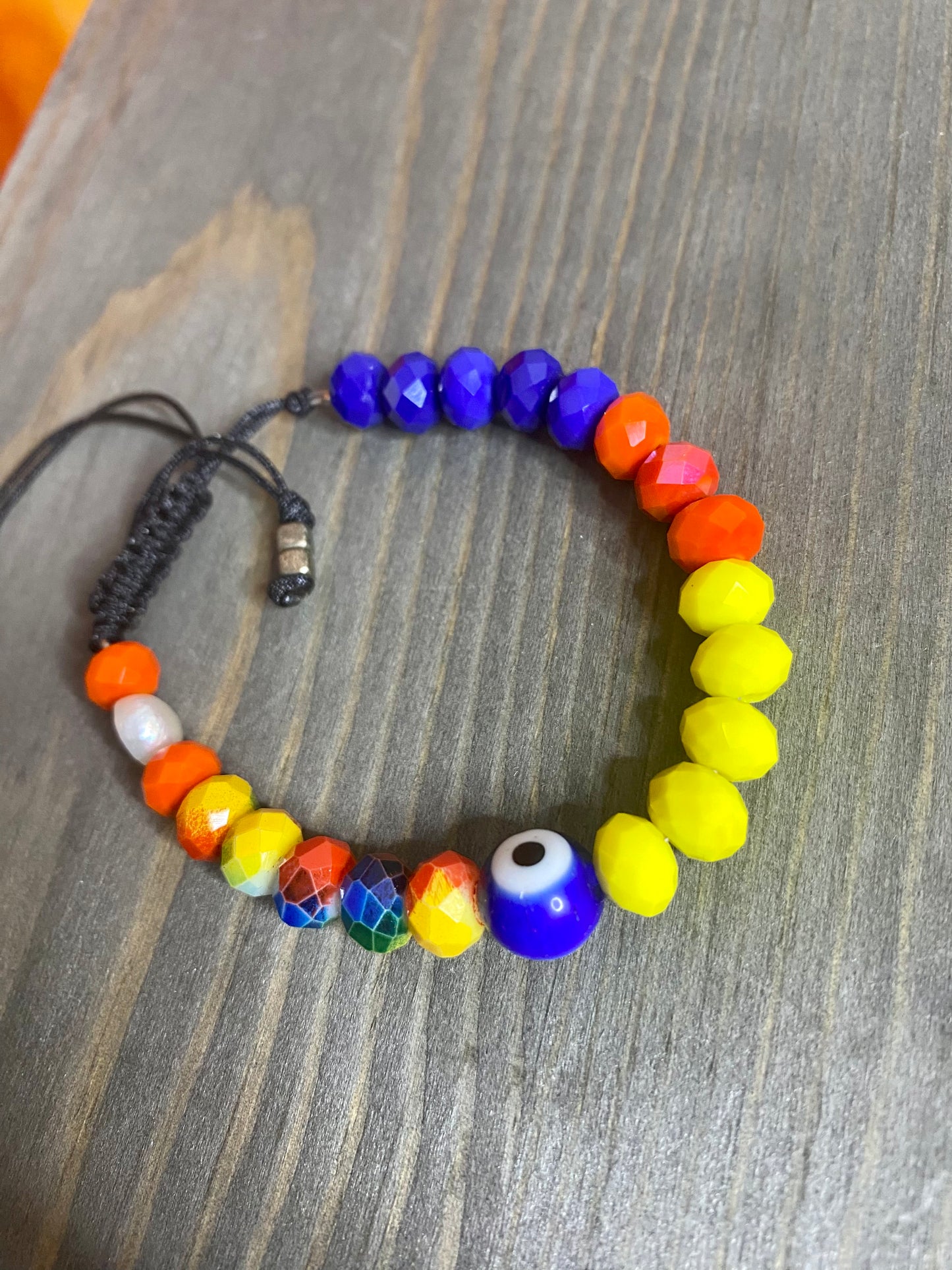 Pulsera - Adjustable Orange Multi Color Beads