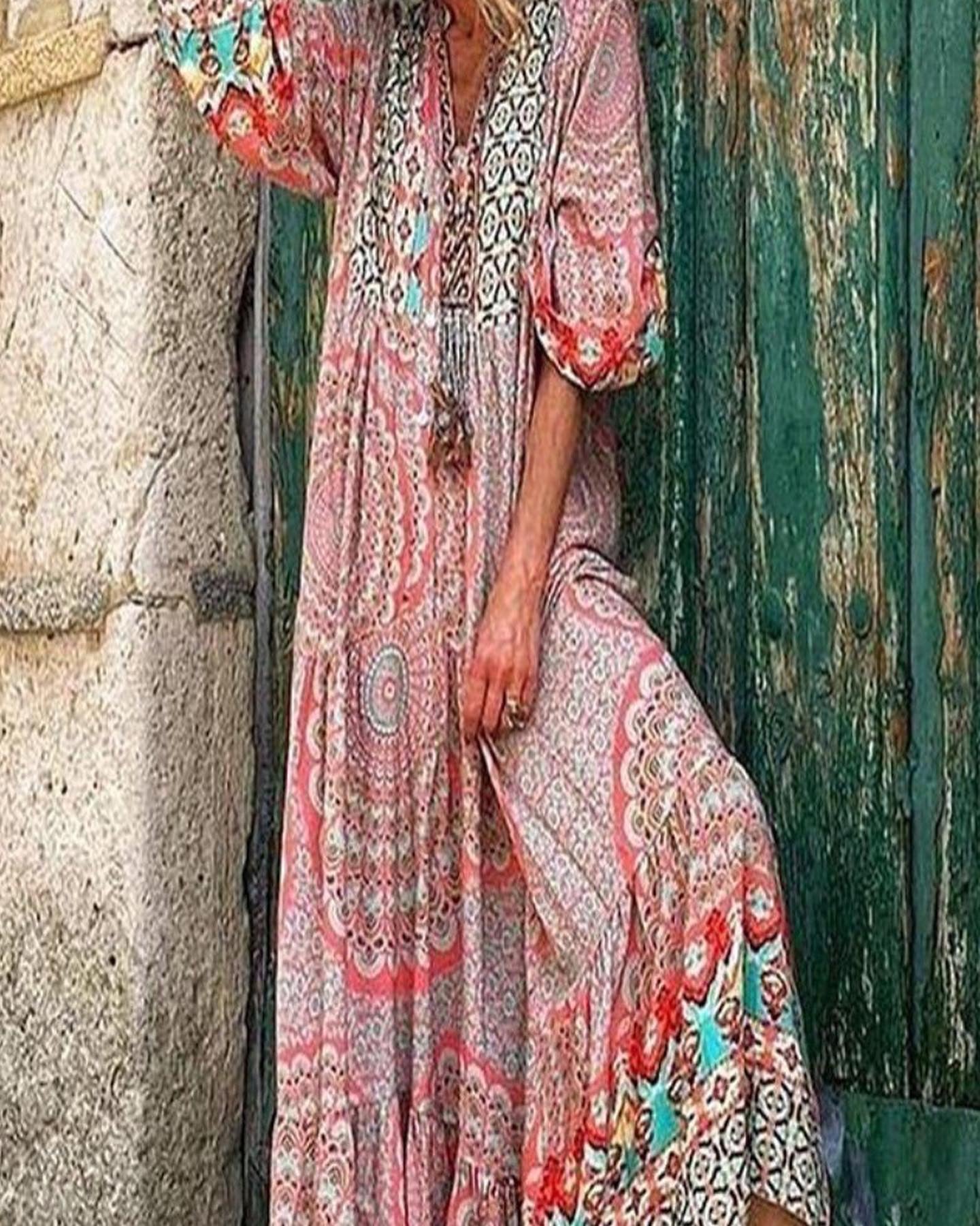 Multi Print Maxi Dress