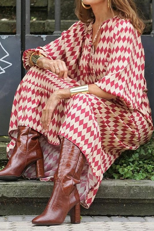 Red Print Maxi Dress