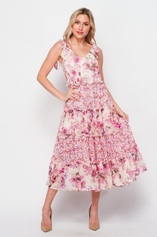 Rose Floral Midi Dress