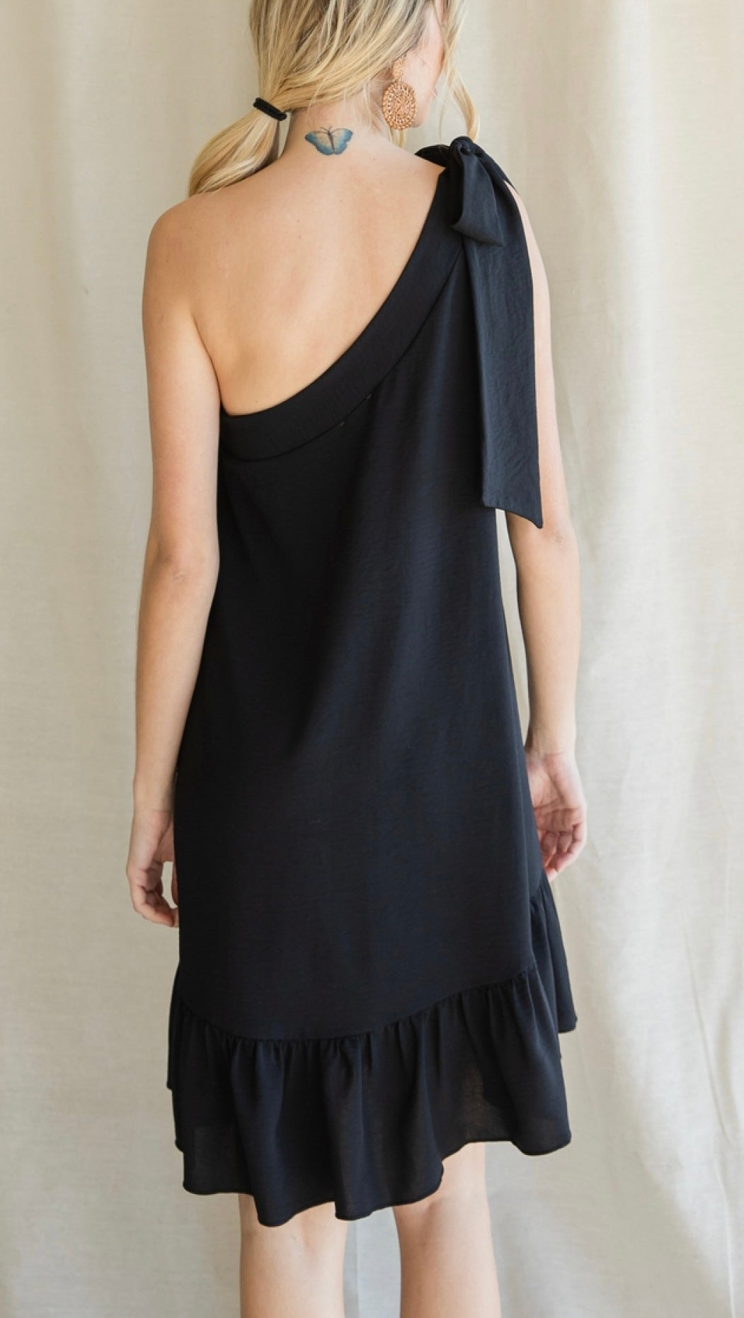 Self-Tie One Shoulder Short Dress