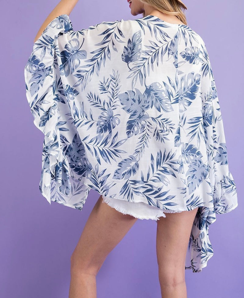 Ruffle Kimono Tropical Blue - Top