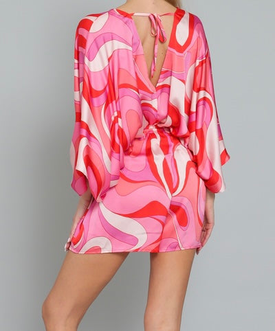 Kimono Sleeve Print Romper