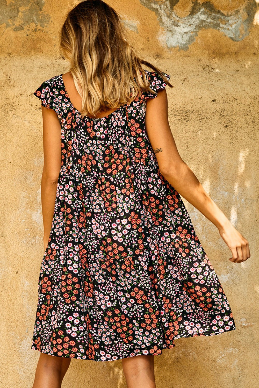 Sleeveless Ruffle Floral Short Dress