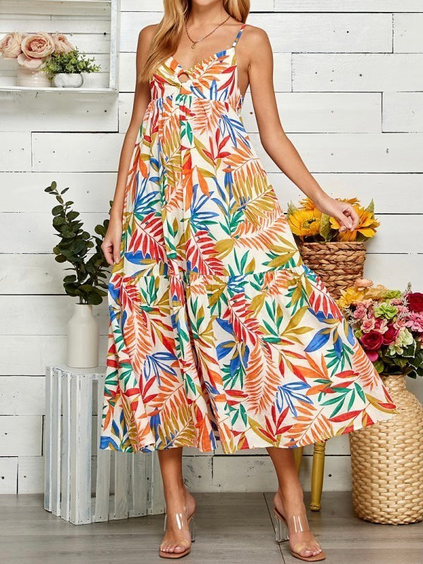 Multi Tropical Midi Dress