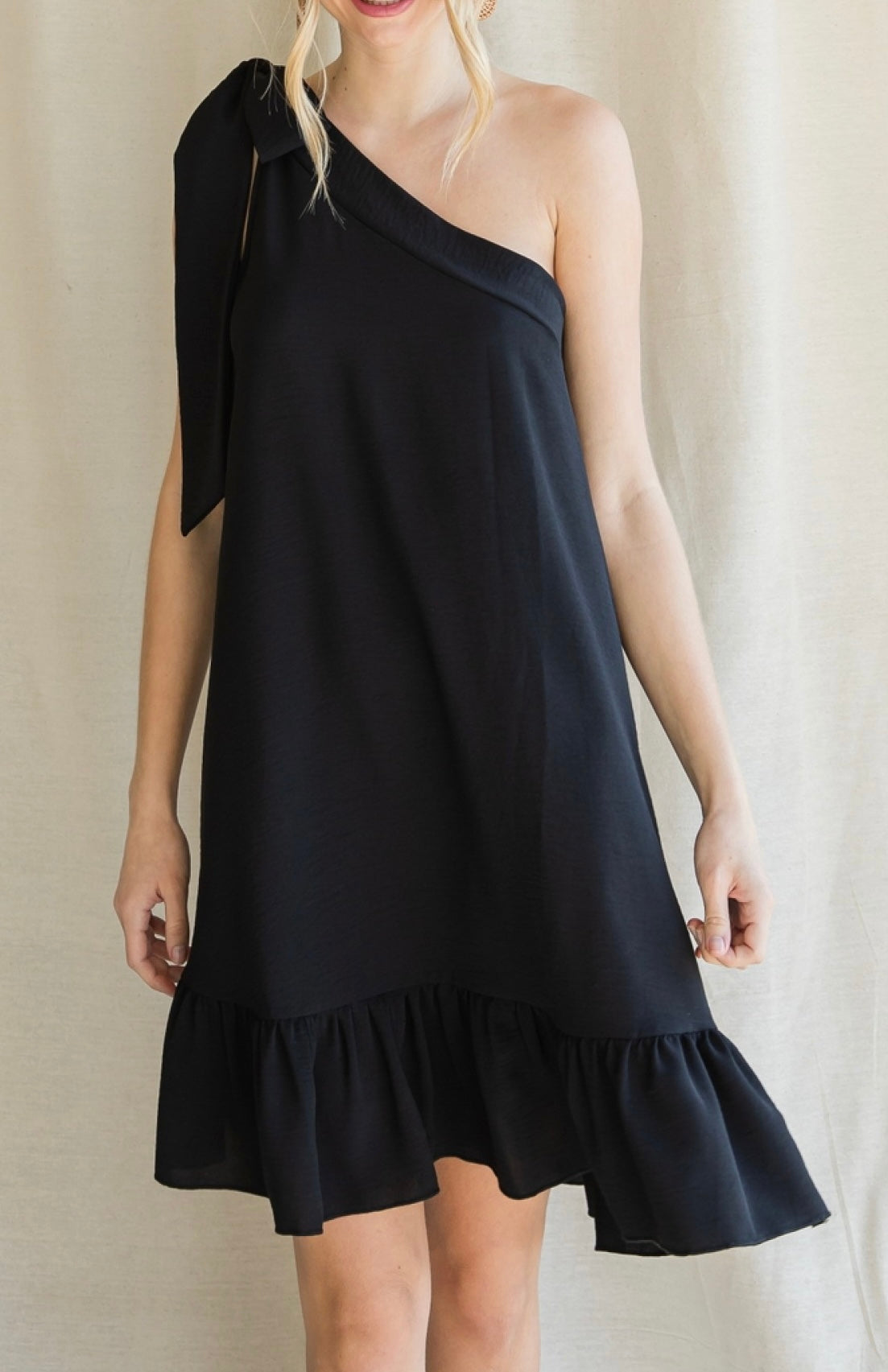 Self-Tie One Shoulder Short Dress