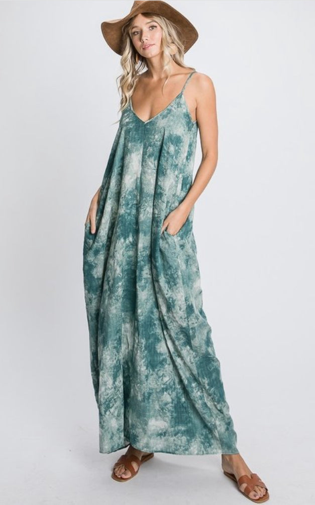 Green Tie Dye Maxi Dress