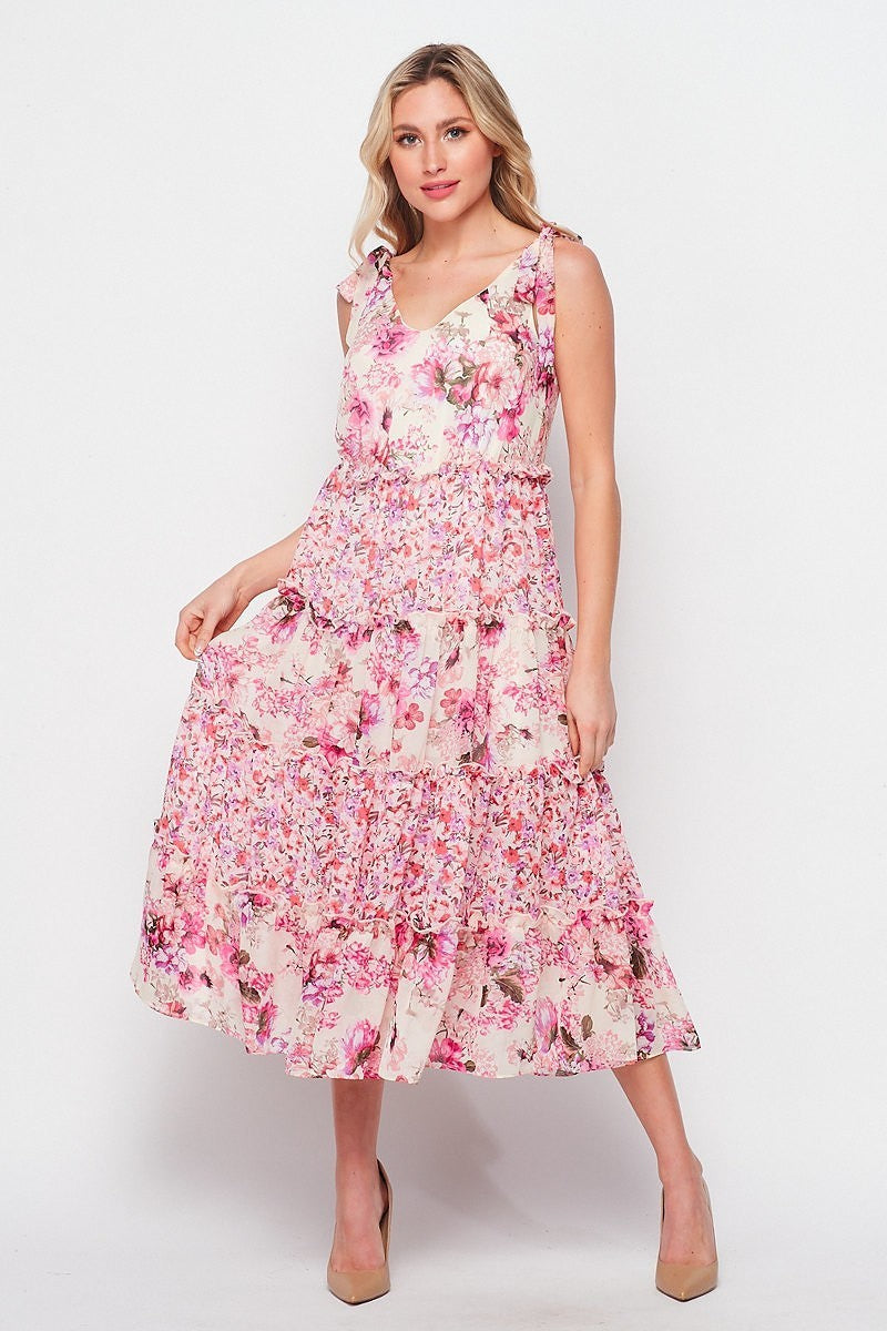 Rose Floral Midi Dress