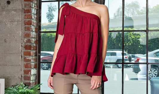 One Shoulder Tiered Top