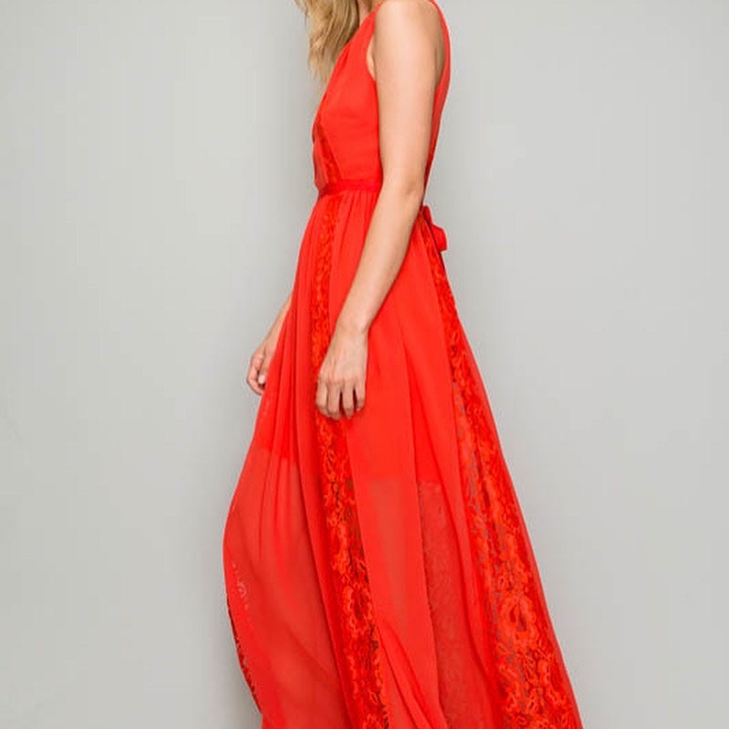 Red Orange Maxi Dress