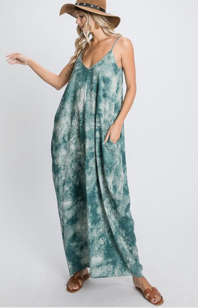 Green Tie Dye Maxi Dress