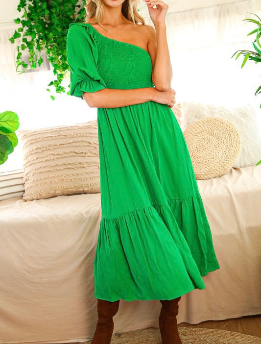 Small - One Shoulder Midi Dress