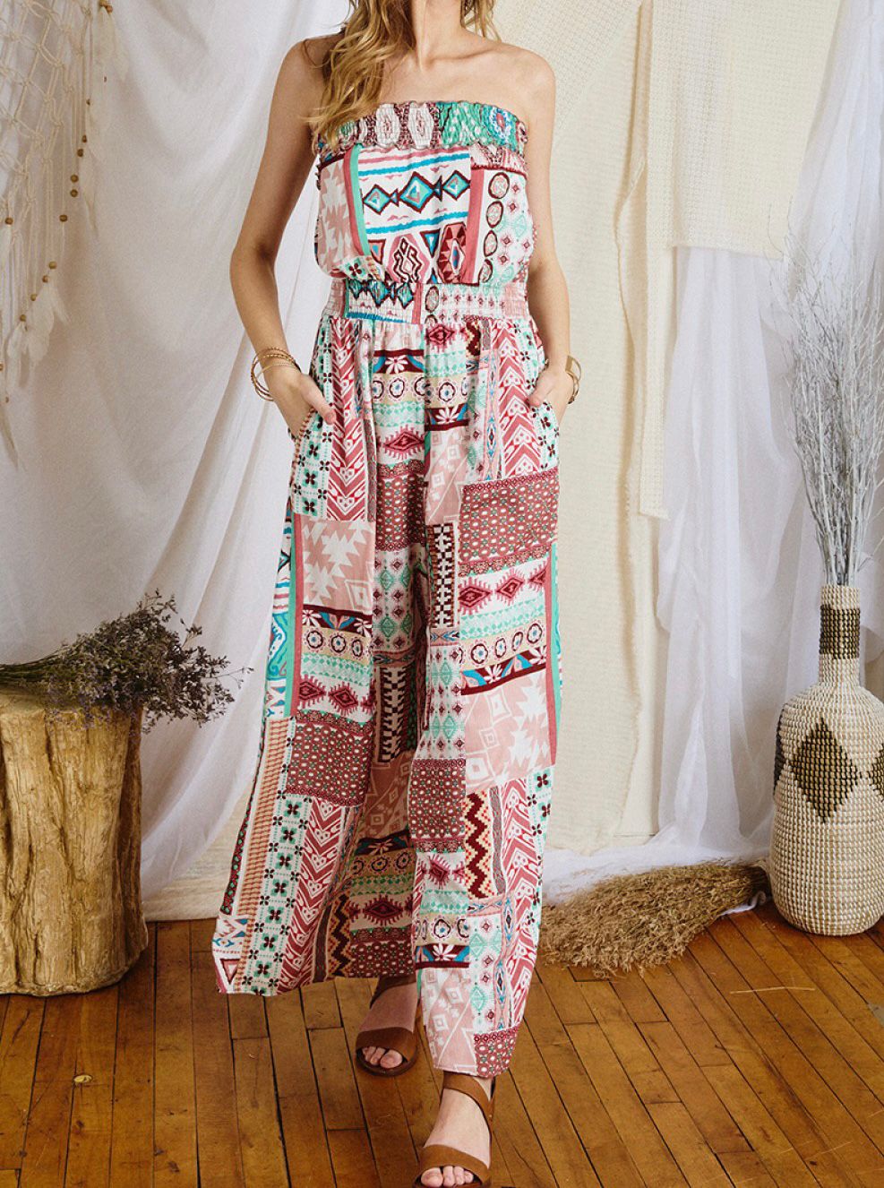 Off-Shoulder Boho Jumpsuit