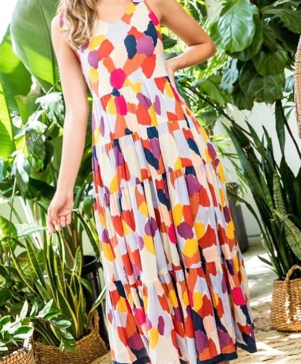 Multi Print Maxi Dress