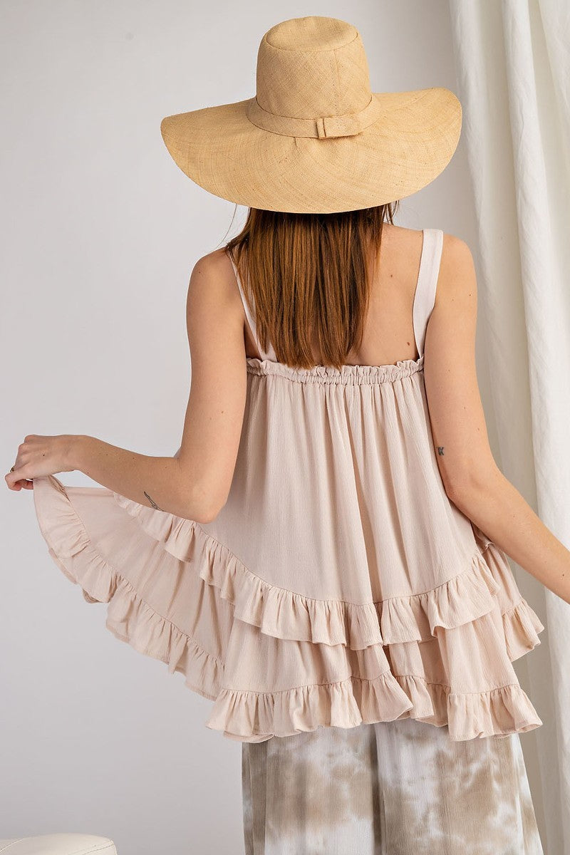 Natural Ruffle Swing Top